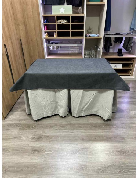 Conjunto Antimanchas Aterciopelada Triplegrueso color Marfil con Tapete Liso Grafito