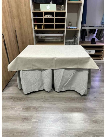 Conjunto Antimanchas Aterciopelada Triplegrueso color Marfil con Tapete Liso Beige