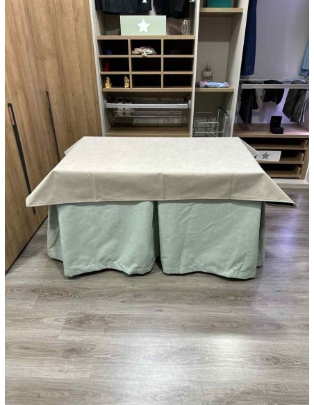 Conjunto Antimanchas Aterciopelada Triplegrueso color Verde Pastel con Tapete Liso Beige