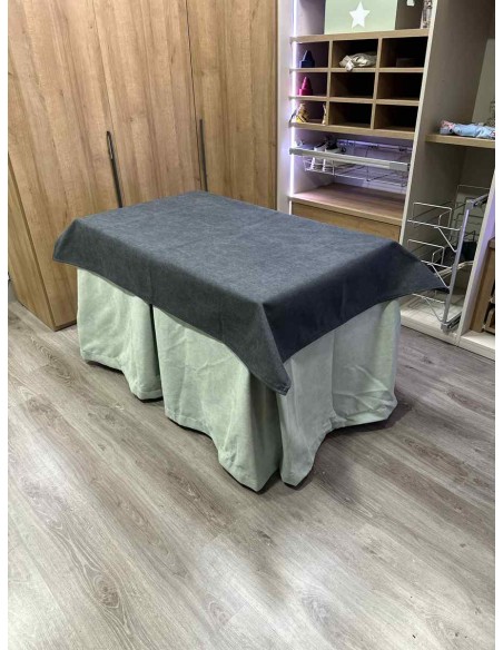 Conjunto Antimanchas Aterciopelada Triplegrueso color Verde Pastel con Tapete Liso Grafito