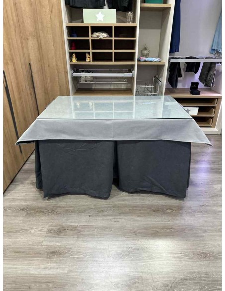 Conjunto Antimanchas Aterciopelada Triplegrueso color Grafito con Tapete Liso Gris