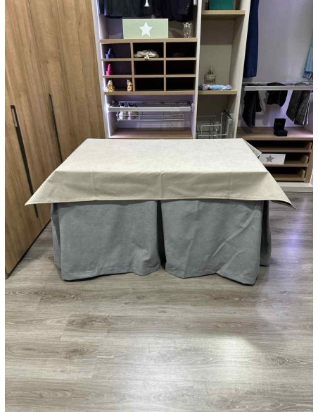 Conjunto Antimanchas Aterciopelada Triplegrueso color Gris con Tapete Liso Beige