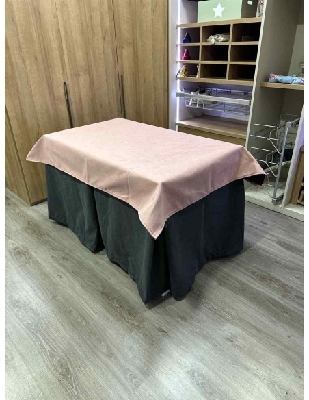 Conjunto Antimanchas Aterciopelada Triplegrueso color Grafito con Tapete Liso Rosa