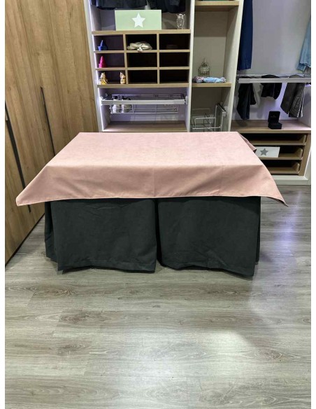 Conjunto Antimanchas Aterciopelada Triplegrueso color Grafito con Tapete Liso Rosa