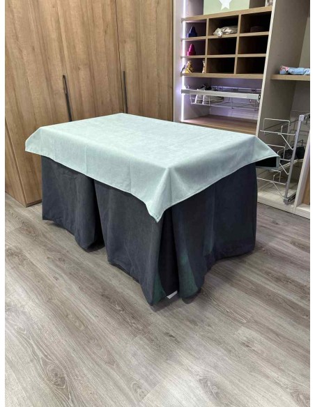 Conjunto Antimanchas Aterciopelada Triplegrueso color Grafito con Tapete Liso Verde Pastel