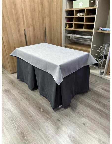 Conjunto Antimanchas Aterciopelada Triplegrueso color Grafito con Tapete Liso Gris