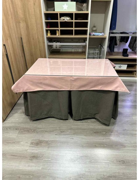 Ropa Antimanchas Aterciopelada Triplegrueso color Chocolate con Tapete Liso Rosa