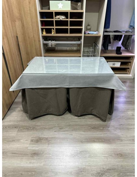 Ropa Antimanchas Aterciopelada Triplegrueso color Chocolate con Tapete Liso Gris