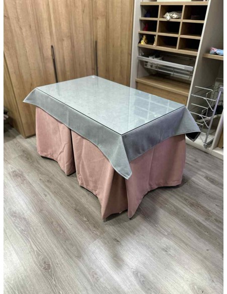 Ropa Antimanchas Aterciopelada Triplegrueso color Rosa con Tapete Liso Gris