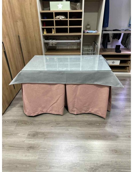 Ropa Antimanchas Aterciopelada Triplegrueso color Rosa con Tapete Liso Gris