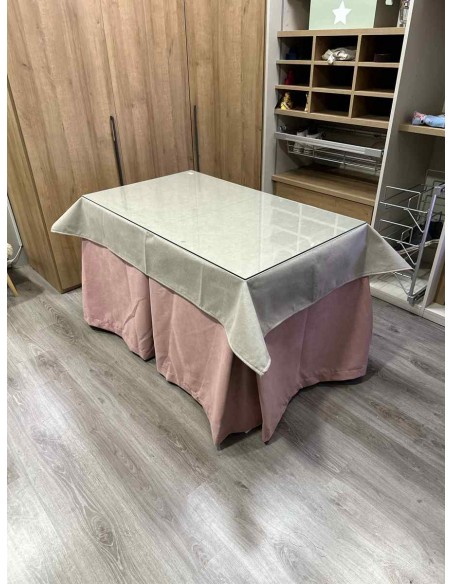 Ropa Antimanchas Aterciopelada Triplegrueso color Rosa con Tapete Liso Beige