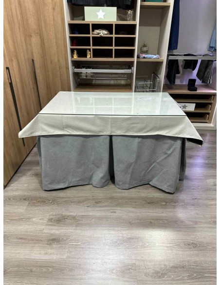 Ropa Antimanchas Aterciopelada Triplegrueso color Gris con Tapete Liso Marfil