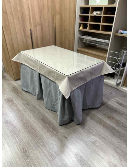 Ropa Antimanchas Aterciopelada Triplegrueso color Gris con Tapete Liso Beige