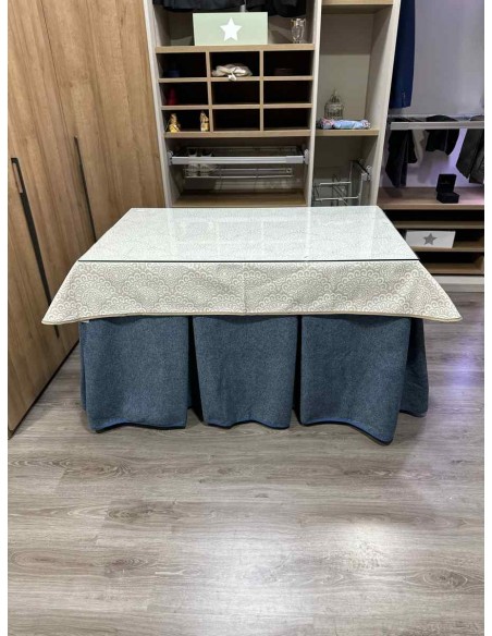 Conjunto Antimanchas Extragruesa Ultraeficiente Azul con Tapete Vainilla