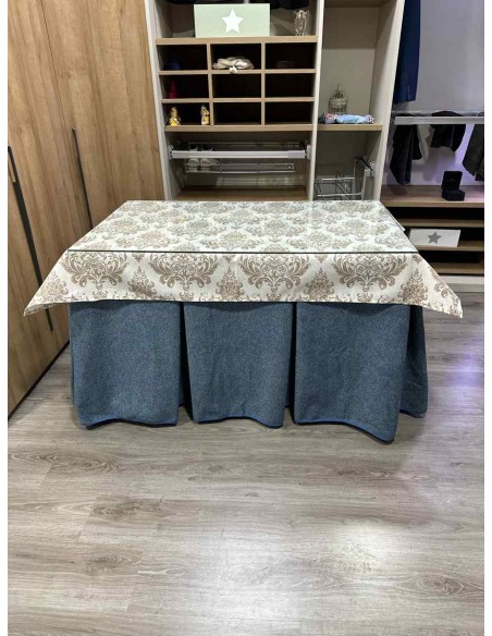 Conjunto Antimanchas Extragruesa Ultraeficiente Azul con Tapete Mosaico Chocolate