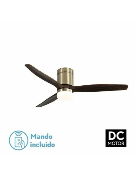 Ventilador de techo con mando a distancia y temporizador color cuero  Aguilón