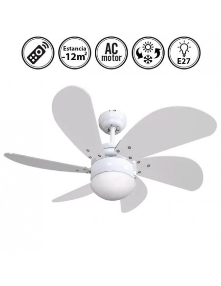 Ventilador de techo con luz  en color blanco