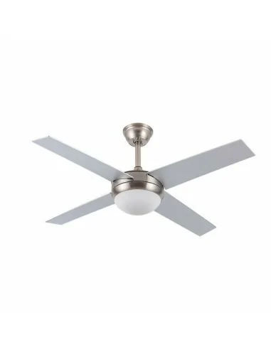Ventilador de techo DC con 6 velocidades y control remoto. aspas reversibles en plata