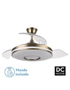 Lampara ventilador con aspas retractiles con mando a distancia en color oro - Dani