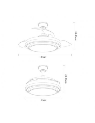 medidas del ventilador de techo aspas plegables - ibe
