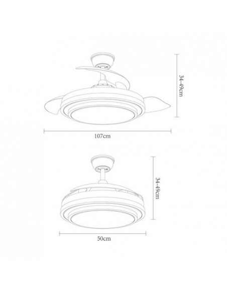 medidas del ventilador de techo aspas plegables - ibe