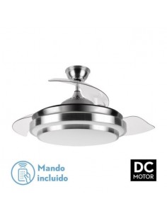 Ventilador de techo retractil DC y mando a distancia color cromado - Ibe