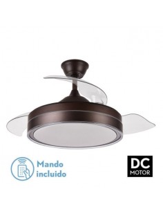 Ventilador de techo aspas ocultas con mando a distancia en Marrón - Criador
