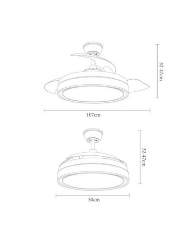 medidas del ventilador de techo aspas ocultas - Bayomo