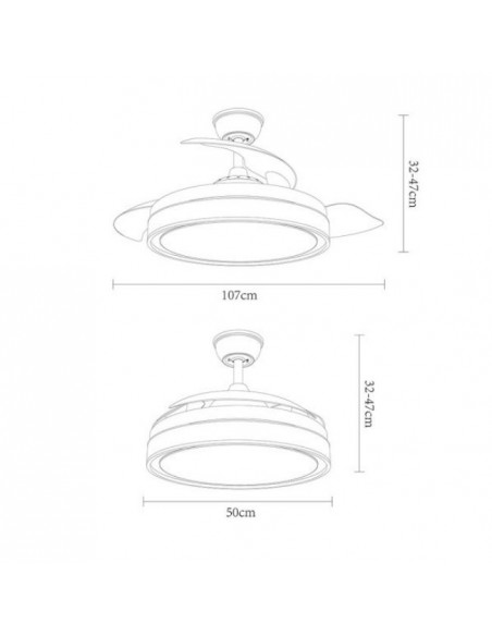 medidas del ventilador de techo aspas ocultas - Bayomo