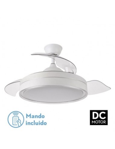 Ventilador de techo aspas ocultas DC con mando a distancia en blanco - Criador