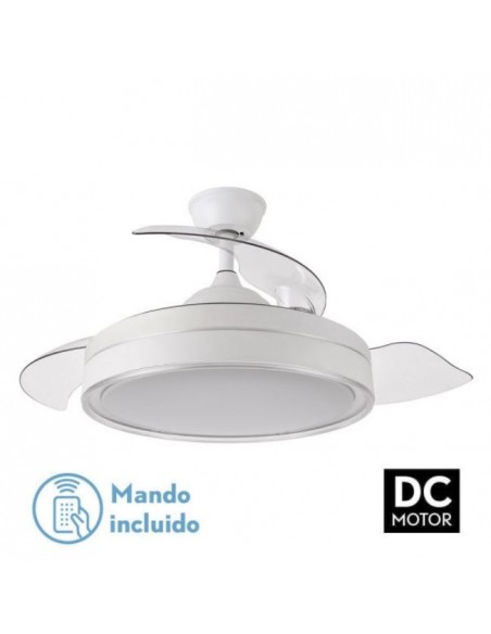 Ventilador de techo aspas ocultas DC con mando a distancia en blanco - Criador