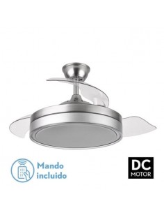 Ventilador de techo aspas ocultas DC y mando a distancia color plateado - Criador