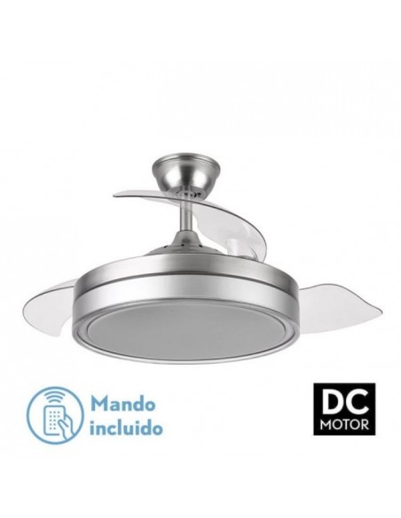 Ventilador de techo aspas ocultas DC y mando a distancia color plateado - Criador Ventilador de techo aspas ocultas DC y mando a distancia color plateado - Criador