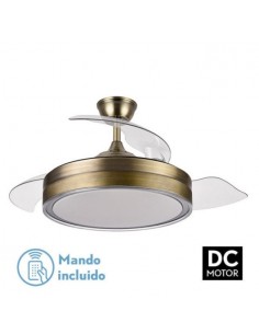Ventilador de techo aspas ocultas DC a control remoto color oro - Criador