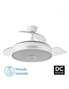 Ventilador de aspa retractil DC a control remoto color blanco - Matanuska