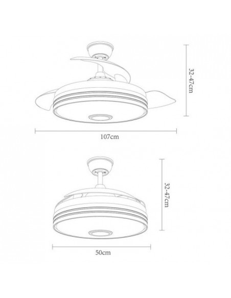 medidas del ventilador de techo  matanuska