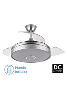 Ventilador de aspa retractil DC con mando a distancia en plateado - Matanuska