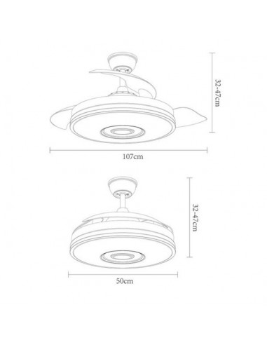medidas del ventilador de techo plegable - noto