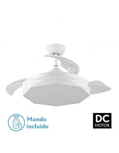 Ventilador de techo aspas plegables silencioso con mando a distacia en blanco - Nashi
