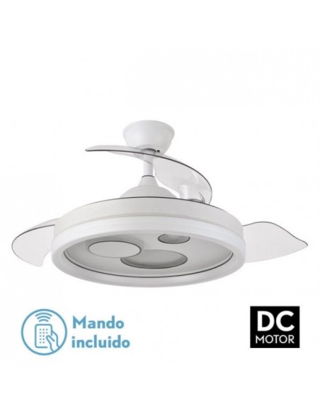 Ventilador de techo DC aspas restractiles motor DC Blanco - Turia