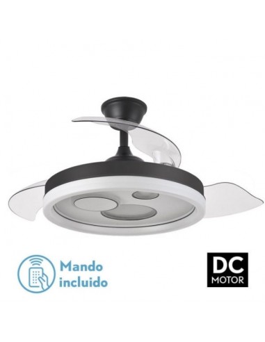 Ventilador de techo DC con aspas restractiles blanco y negro - Turia