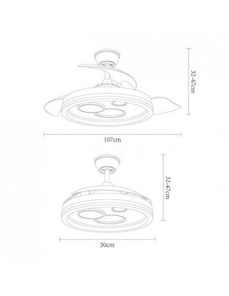 medidas del ventilador de techo turia