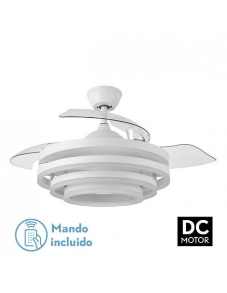 Ventilador de techo silencioso retractil blanco - Kai