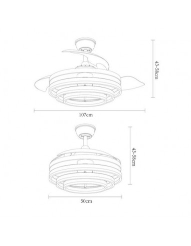 medidas del ventilador de techo kai