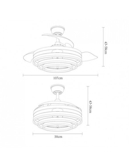 medidas del ventilador de techo kai