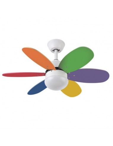 Ventilador techo pequeño - multi color - colores infantiles - Alves - reversible