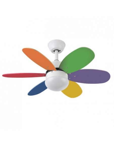 Ventilador techo pequeño - multi color - colores infantiles - Alves - reversible