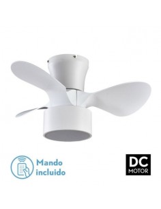 Ventilador de techo para habitaciones pequeñas con mando - Kos blanco y madera 2