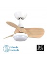 Ventilador de techo con luz pequeño - Pirdo haya y blanco
