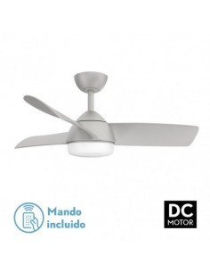 Ventilador de techo con mando para habitaciones pequeñas - Haur plateado